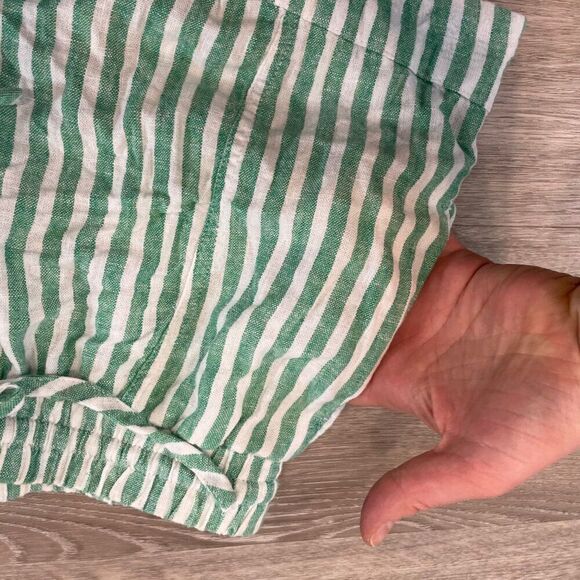 Universal Thread Shorts Womens Linen Blend Elastic Waist Green Striped XS - Picture 7 of 8